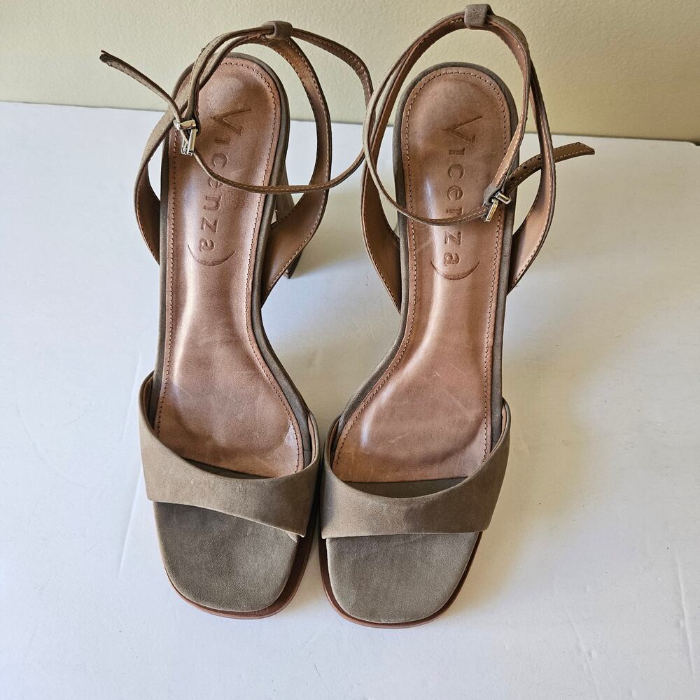 Vicenza Platform Sandals, Size 10 Nubuck Leather Grey Light Moss Anthropologie - Picture 4 of 8
